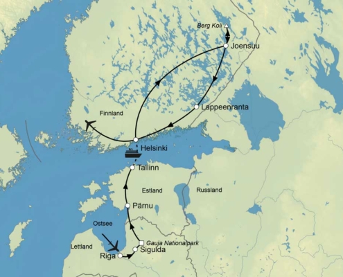Karte Baltikum Finnland Viehzucht Reise 2023