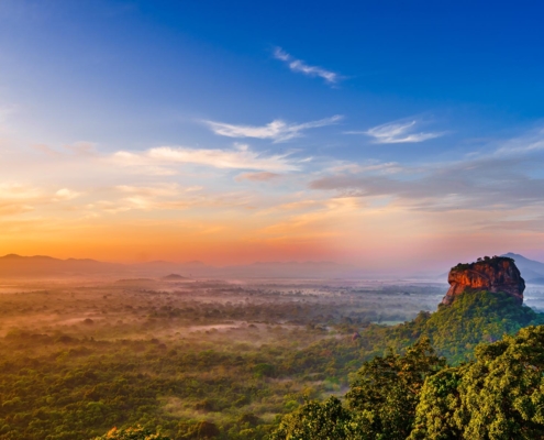 Sigiriya rock Lion Rock from Pidurangala Rock in Sri Lanka